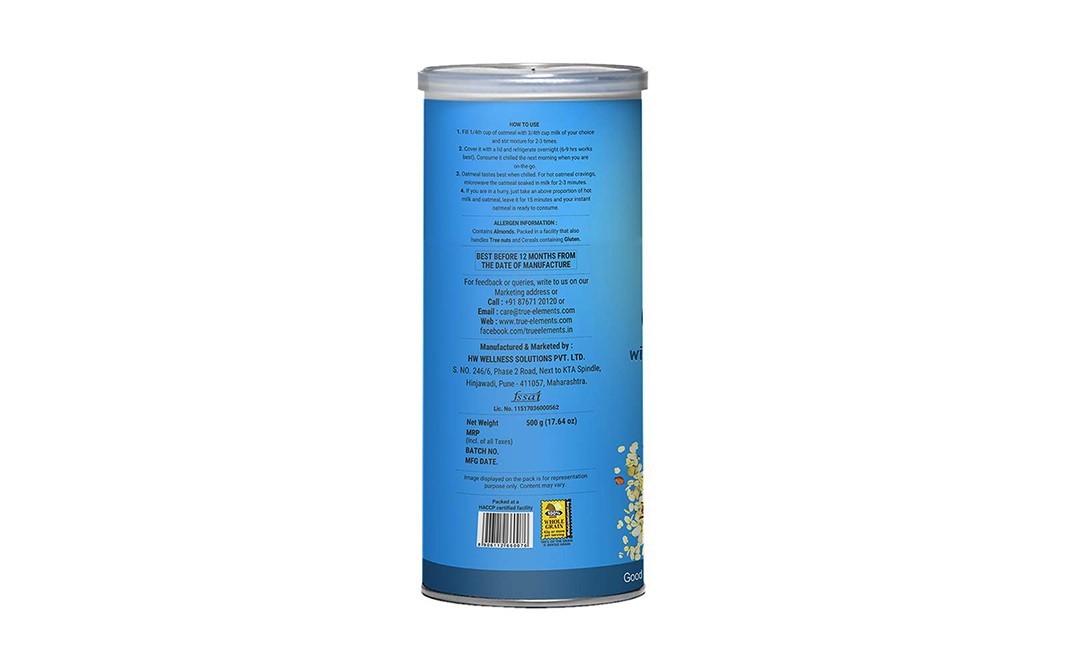 True Elements Whole Oatmeal with Chia & Real Whole Fruits   Jar  500 grams